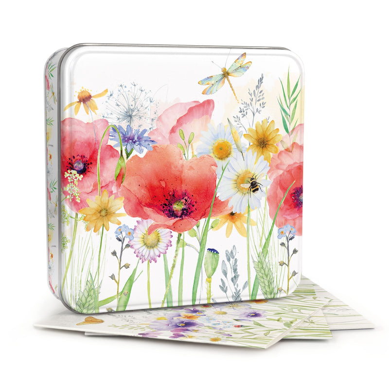 Notelet Tin - MWT57 - Poppy Meadow Notelet Tin - Poppy Meadow Notelet Tin - Whistlefish