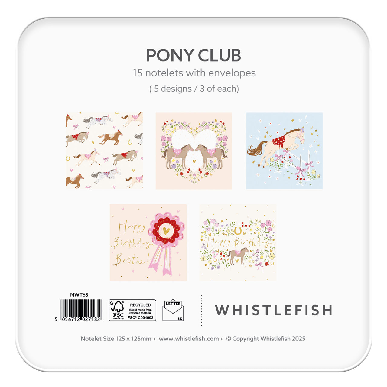 Notelet Tin-MWT65 - Pony Club Notelet Tin-Whistlefish