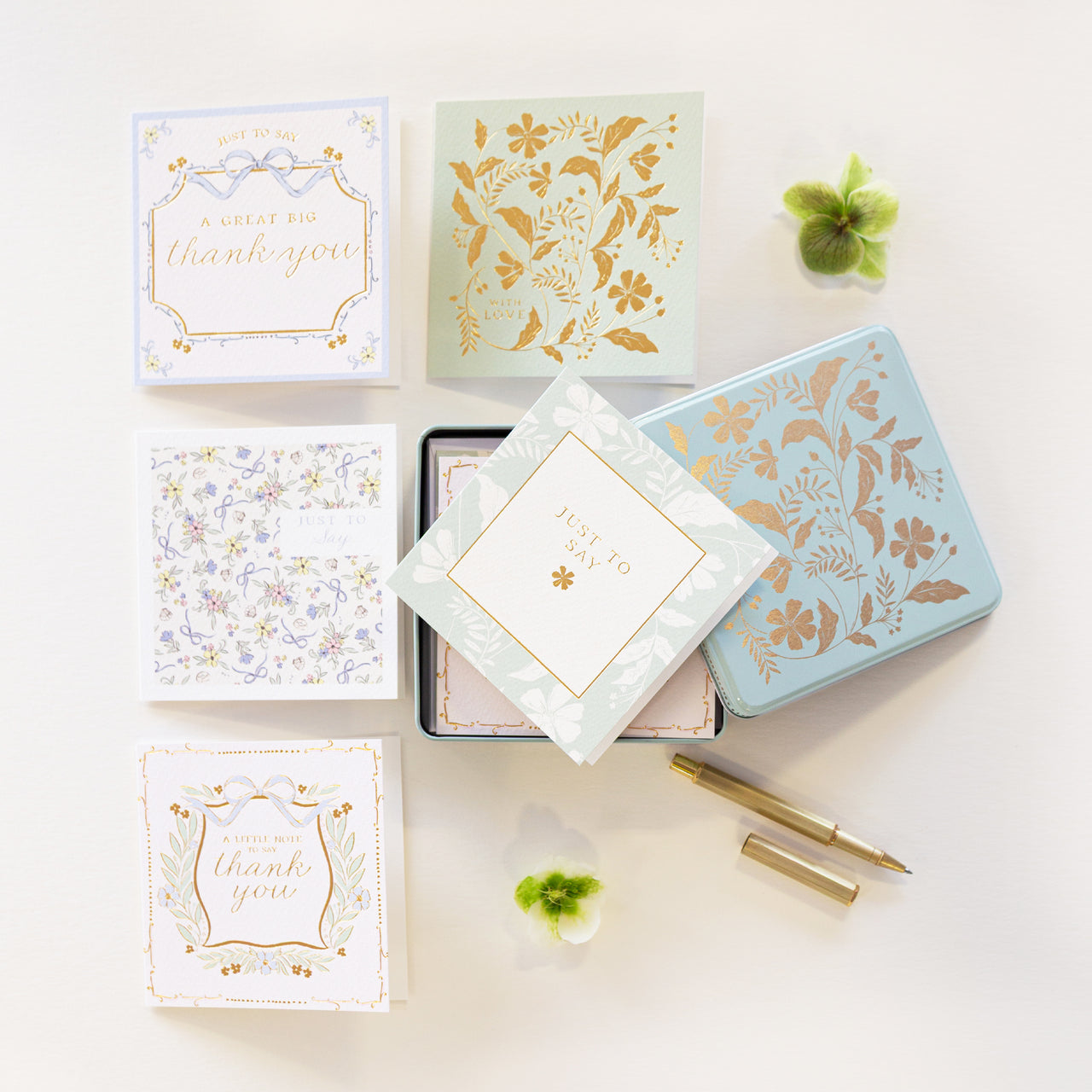 Notelet Tin-MWT70 - Regal Gold Bloom Filled Notelet Tin-Whistlefish