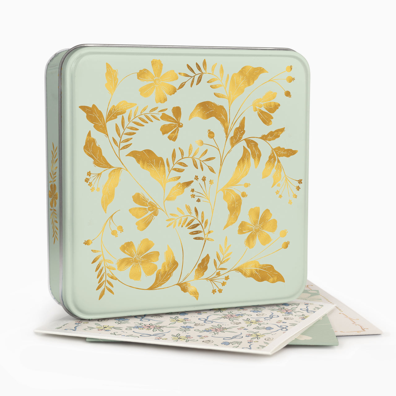 Notelet Tin-MWT70 - Regal Gold Bloom Filled Notelet Tin-Whistlefish