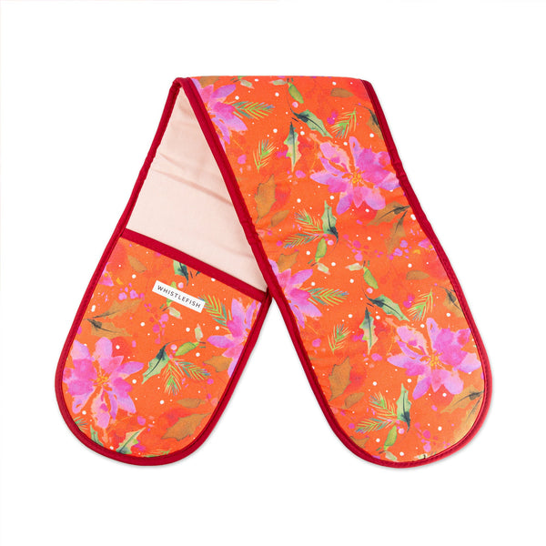 Oven Glove - XR24OG - Vibrant Poinsettia Christmas Oven Glove - Vibrant Poinsettia Christmas Oven Glove - Whistlefish