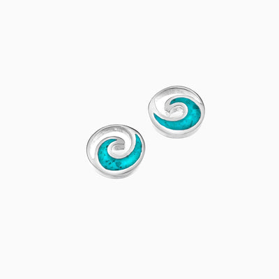 Ocean Wave Turquoise Silver Earrings - Whistlefish