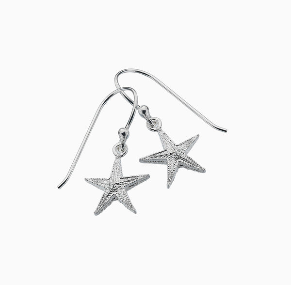 Earrings-P3441A - Starfish Silver Earrings-Sea Gems
