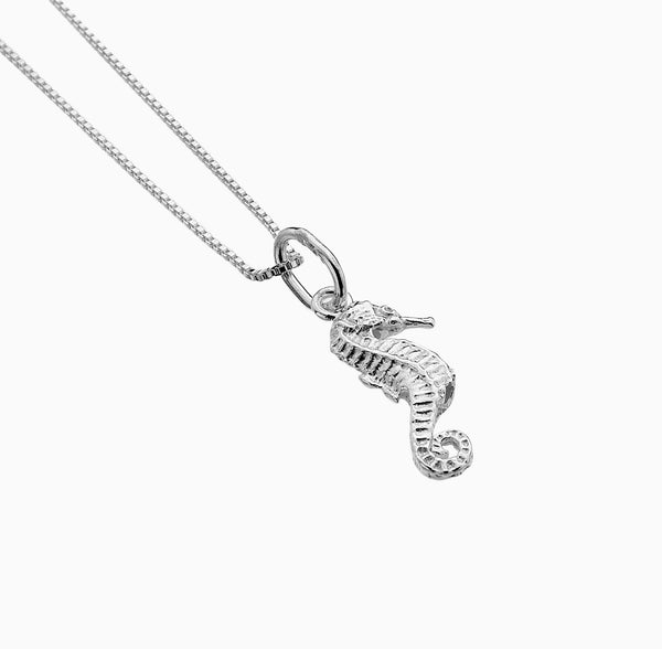 Necklace-P3515A - Seahorse Silver Necklace-Sea Gems