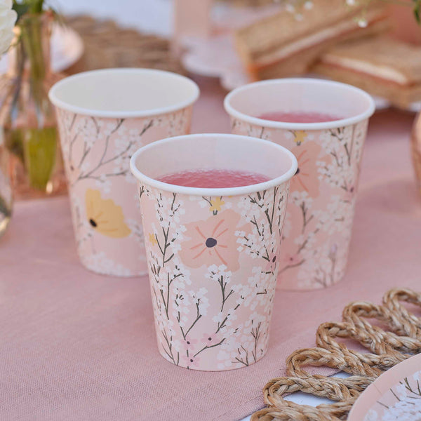 Paper Cups - BBL-116 - Pink Floral Party Cups - Pink Floral Party Cups - Whistlefish