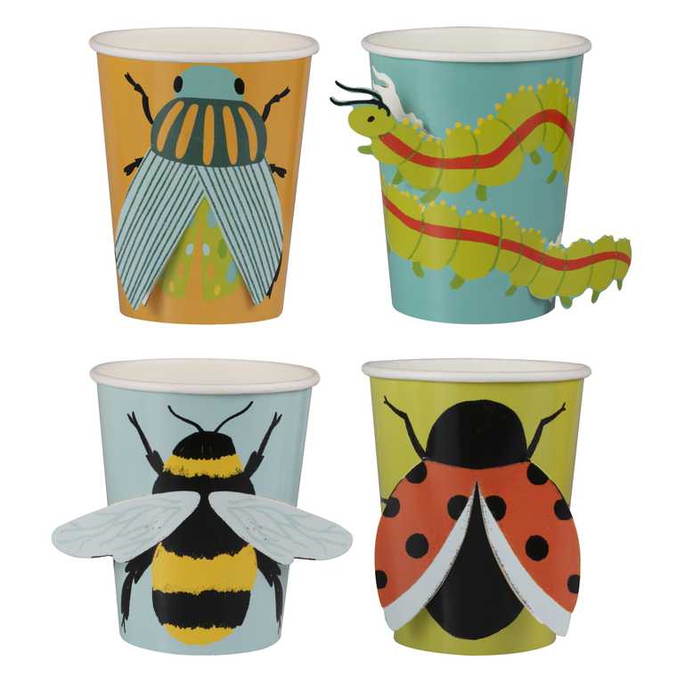 Paper Cups - BUG-103 - Bug Party Pop Out 3D Paper Cups - Bug Party Pop Out 3D Paper Cups - Whistlefish