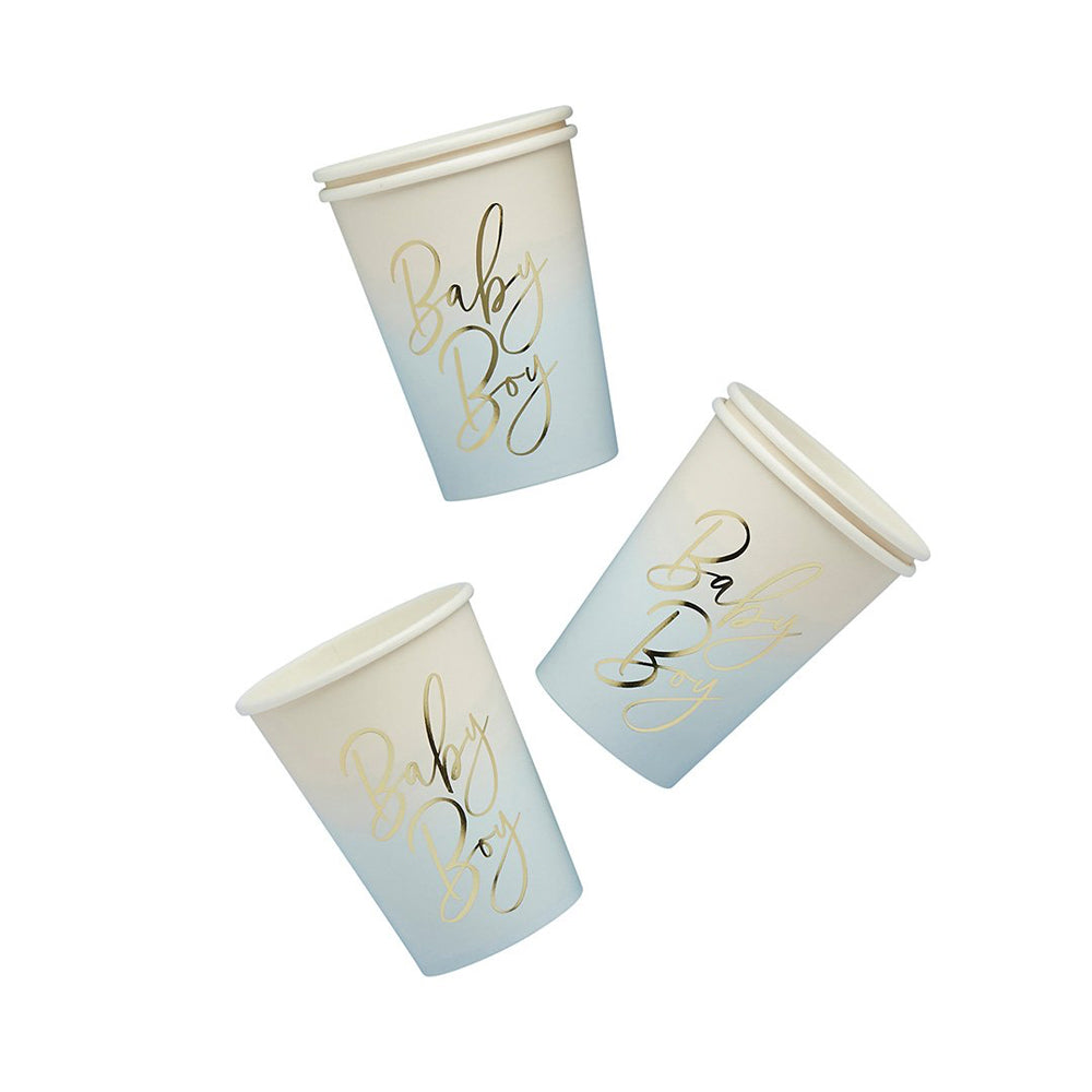 Paper Cups-HBBS217 - Blue Baby Boy Paper Cups-Hootyballoo