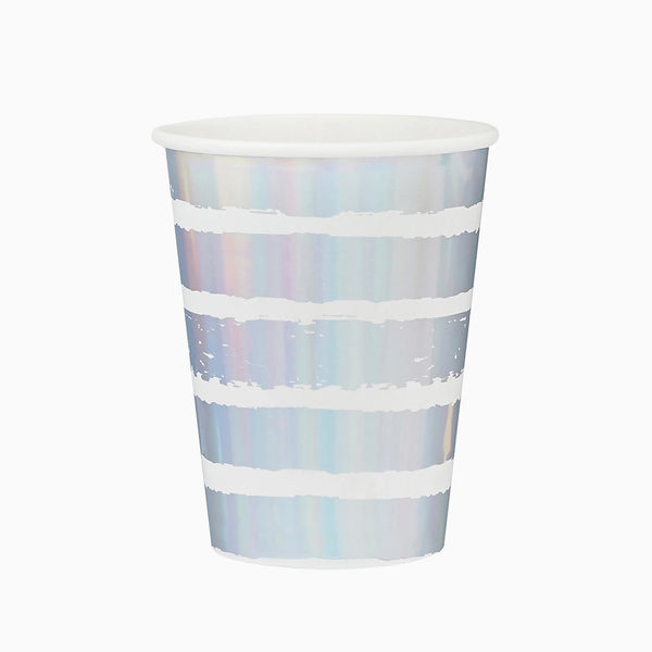 Paper Cups-HBMM139 - Iridescent Striped Paper Cups-Hootyballoo