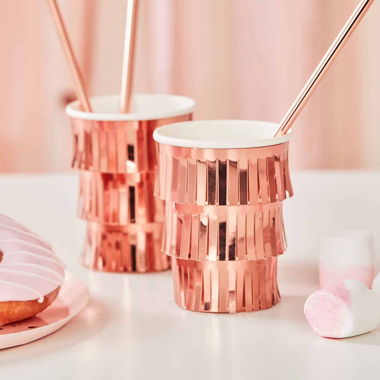 Paper Cups - MIX-131 - Fringe Rose Gold Paper Cups - Fringe Rose Gold Paper Cups - Whistlefish