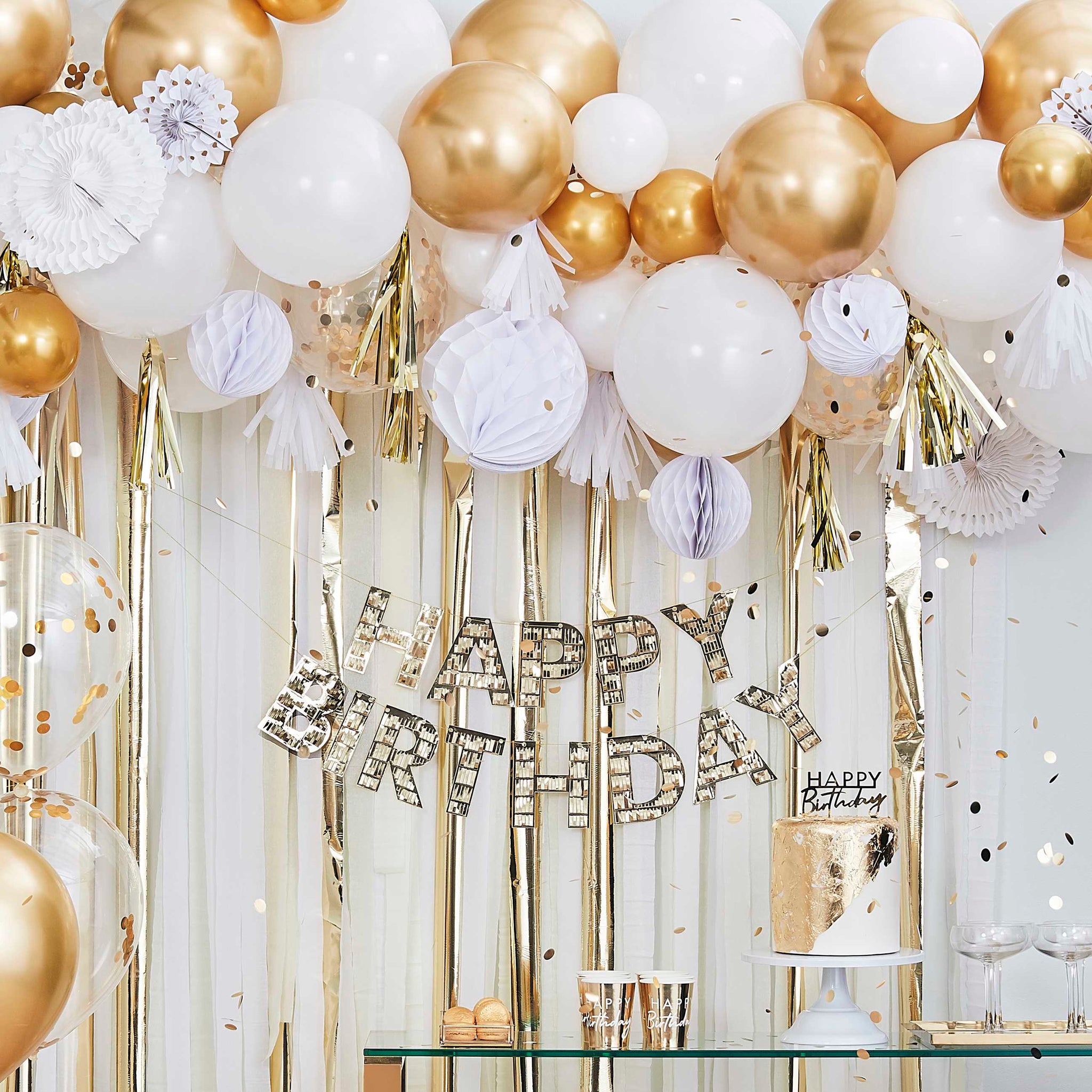 Paper Cups - MIX-245 - Gold Happy Birthday Party Cups - Gold Happy Birthday Party Cups - Whistlefish