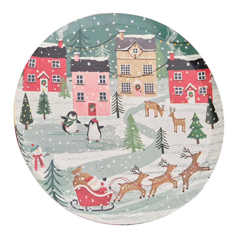 Paper Plate - MLC-122 - Festive Scenes Christmas Paper Plates - Festive Scenes Christmas Paper Plates - Whistlefish