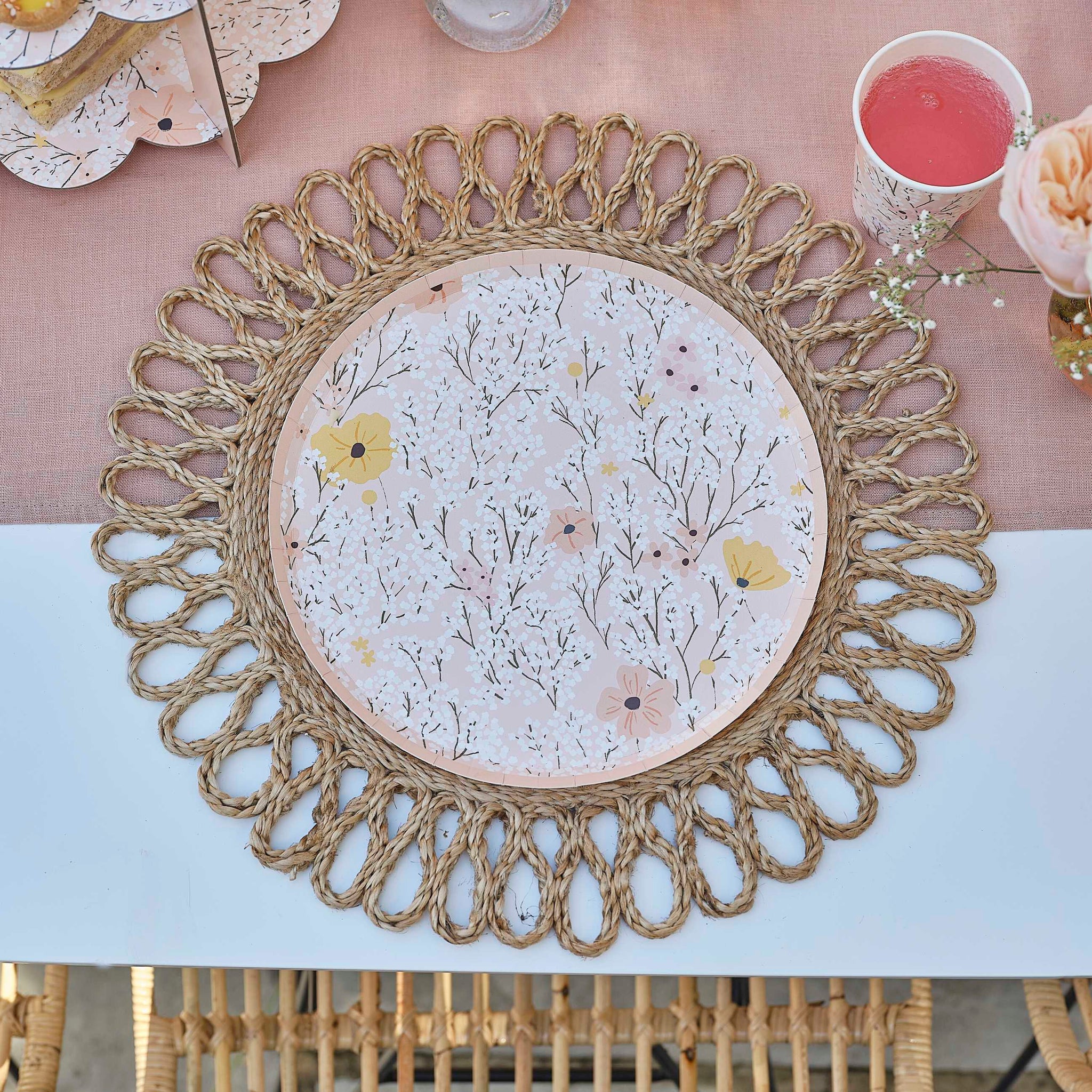 Paper Plates - BBL-114 - Pink Floral Paper Plates - Pink Floral Paper Plates - Whistlefish