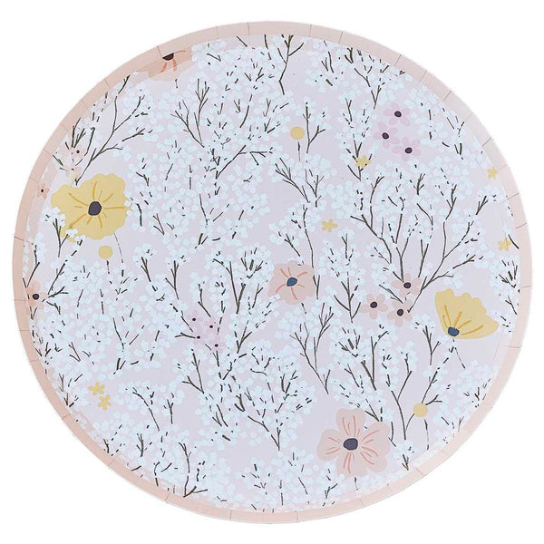 Paper Plates - BBL-114 - Pink Floral Paper Plates - Pink Floral Paper Plates - Whistlefish