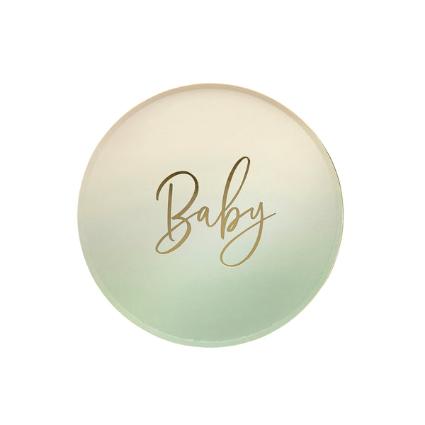 Paper Plates - HBBS212 - Neutral Sage 'Baby' Paper Plates 8pcs - Neutral Sage 'Baby' Paper Plates 8pcs - Whistlefish