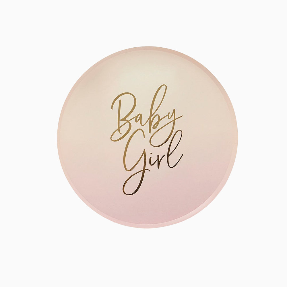 Paper Plates-HBBS213 - Pink Baby Girl Paper Plates-Hootyballoo