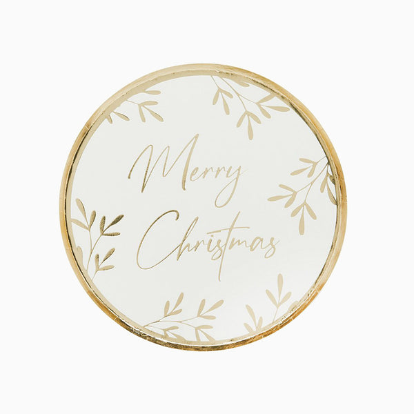 Paper Plates-HBFF120 - Gold 'Merry Christmas' Paper Plates-Hootyballoo