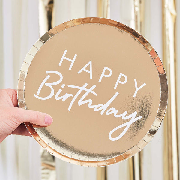 Paper Plates-MIX-101 - Gold Foil Birthday Plates-Whistlefish