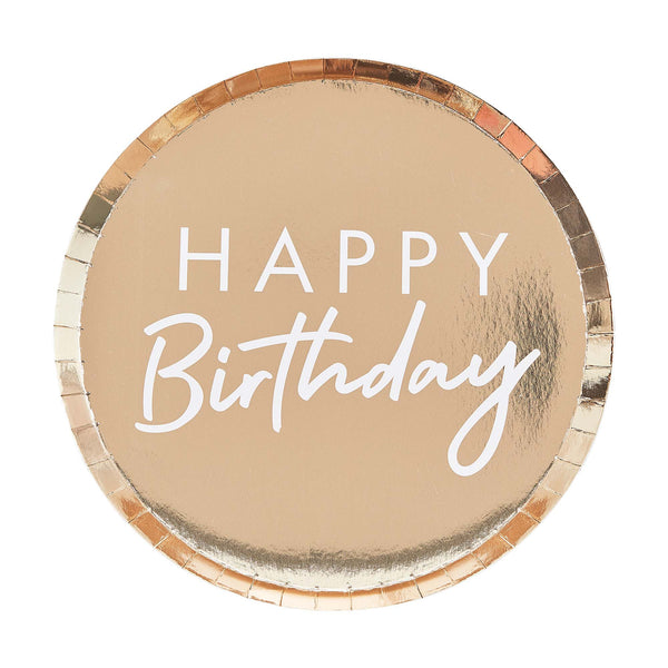 Paper Plates-MIX-101 - Gold Foil Birthday Plates-Whistlefish