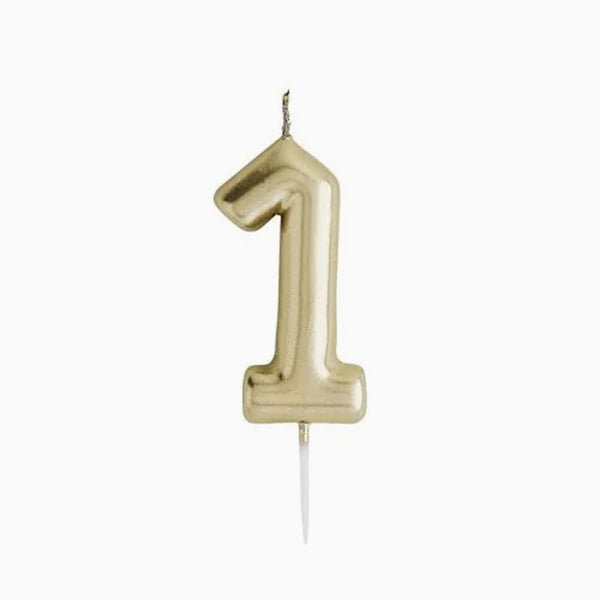 Party Candle-HBMM182 - Gold Number 1 Candle-Hootyballoo