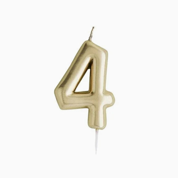 Party Candle-HBMM185 - Gold Number 4 Candle-Hootyballoo