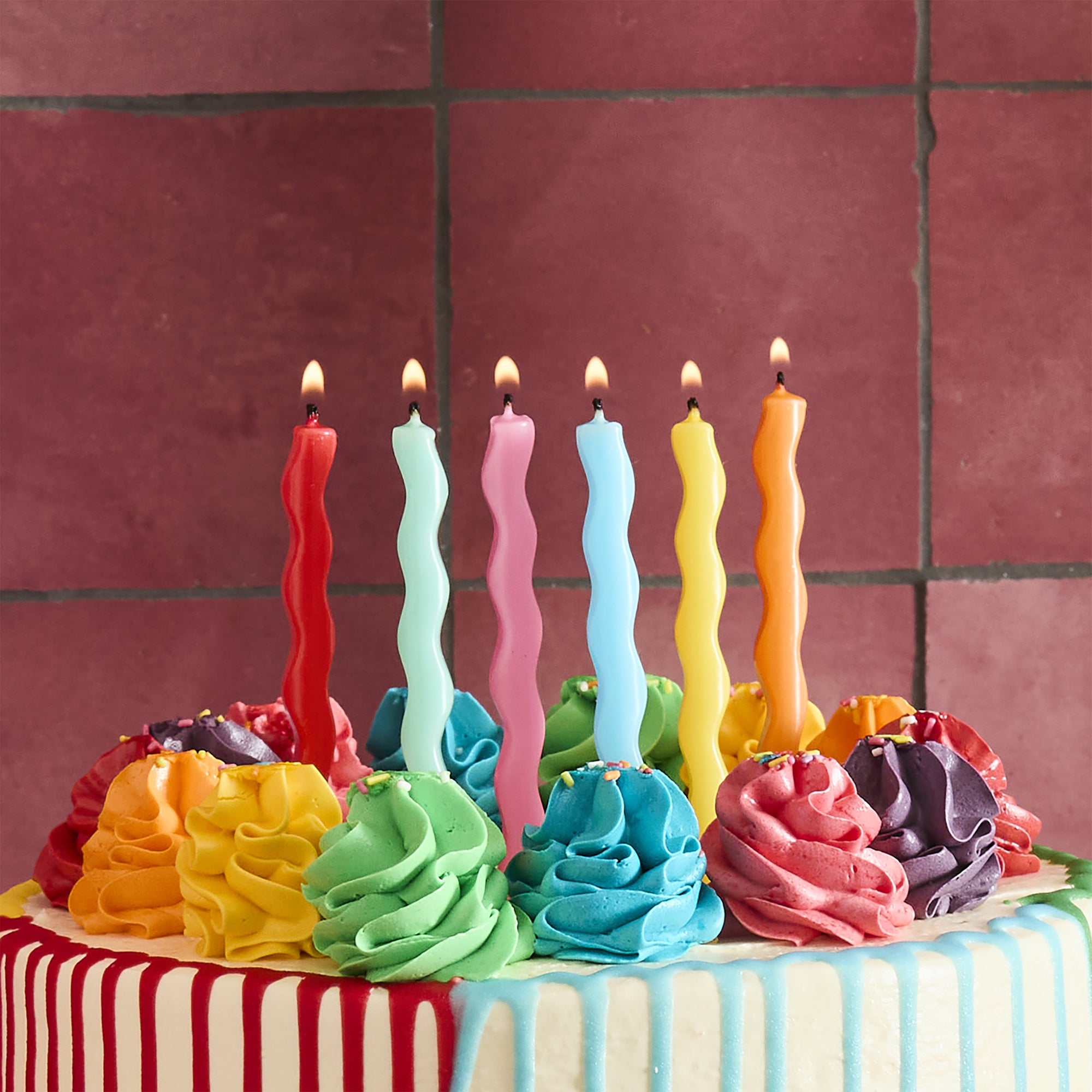 Party Candle-HBWC155 - Bright Wavy Wax Candles-Hootyballoo