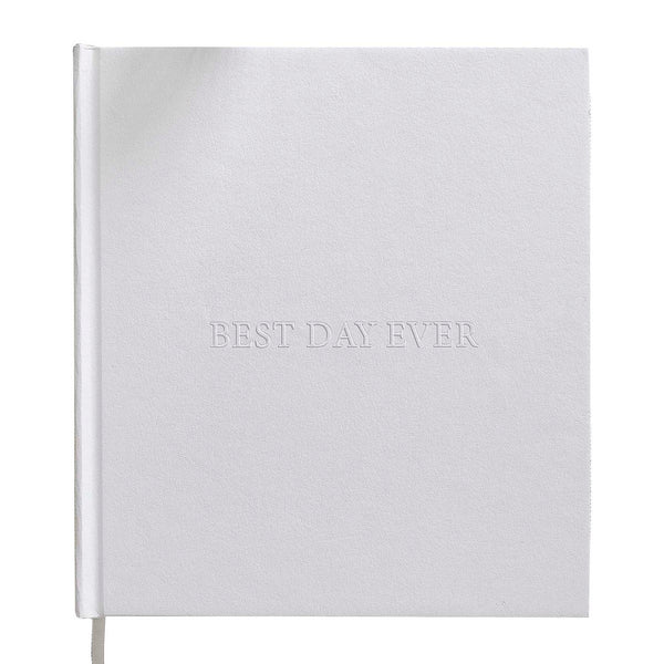 Photo Album - ML-129 - Embossed Best Day Ever Wedding Album - White Embossed Best Day Ever Wedding Photo Album - Whistlefish