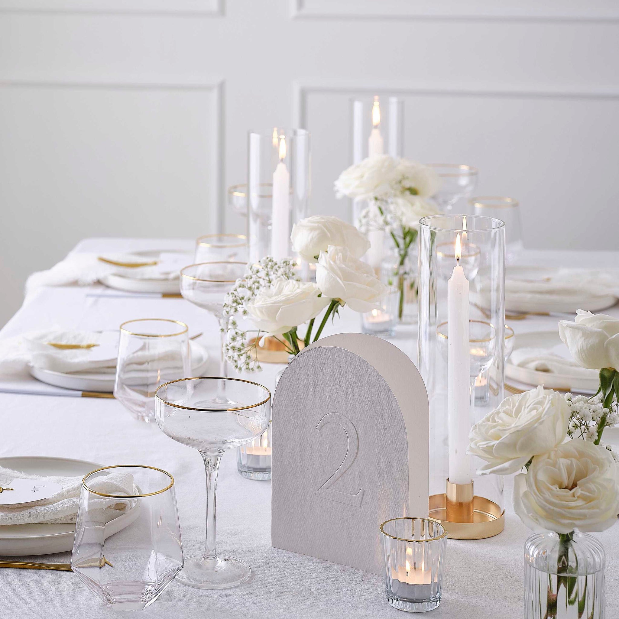 Place Cards - ML-105 - Wedding Place Cards with Gold Tassels - White Wedding Place Cards with Gold Tassels - Whistlefish