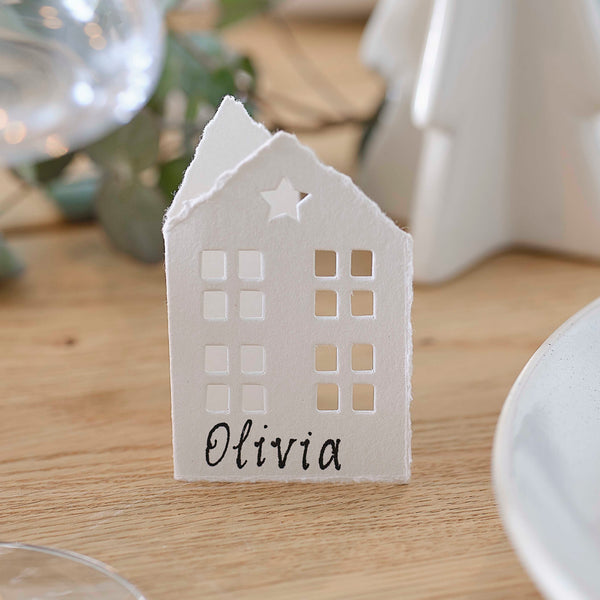 Place Cards - WC-150 - Cotton Paper House Christmas Place Cards - Cotton Paper House Christmas Place Cards - Whistlefish