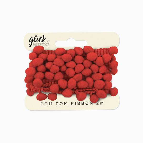 Pom Pom Ribbon-PX01 - Red Pom Pom Gift Dressing (2m)-Glick