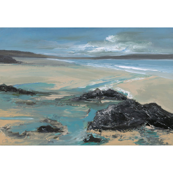 Print-CHB03P - Gwithian Rockpool Art Print-Whistlefish