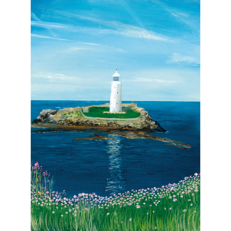 Print-GH14P - Godrevy Lighthouse Art Print-Whistlefish