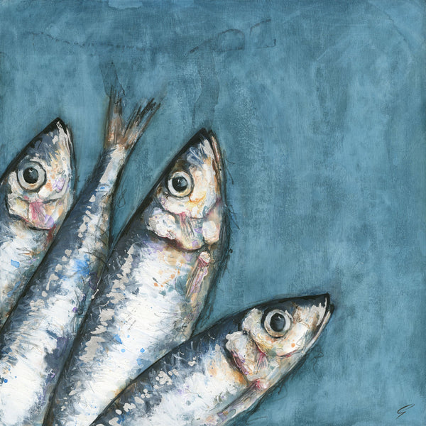 Print-GW29P - Four Sardines Art Print-Whistlefish