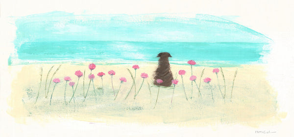 HC113P - Dog In The Sea Pinks Art Print