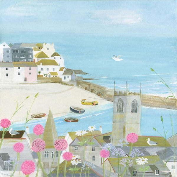 Print-HC144P - Flowers Above The Harbour Large Art Print-Whistlefish