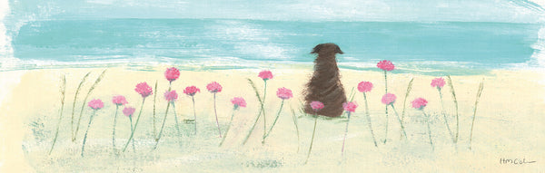 Print-HC213P - Dog in the Sea Pinks Medium Art Print-Whistlefish