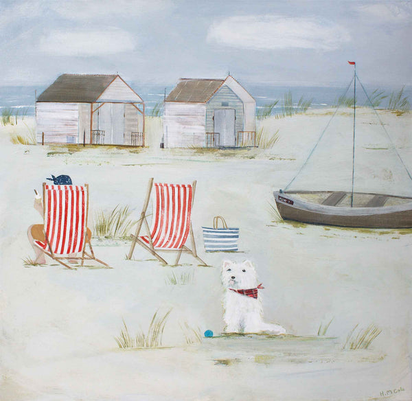 Print-HC319P - Westie On The Dunes Art Print-Hannah Cole