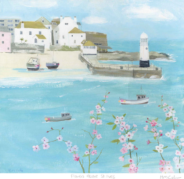 Print-HC321P - Flowers Above St Ives Art Print-Hannah Cole
