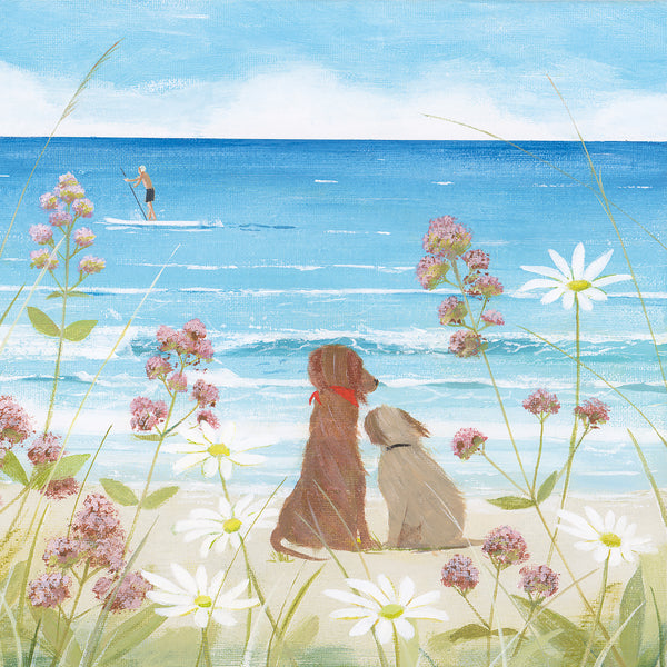 Print-HC359P - Beach Dogs Small Art Print-Hannah Cole