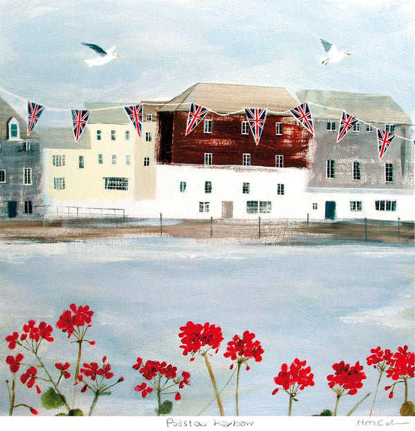 HC84P - Padstow Harbour Bunting Small Art Print