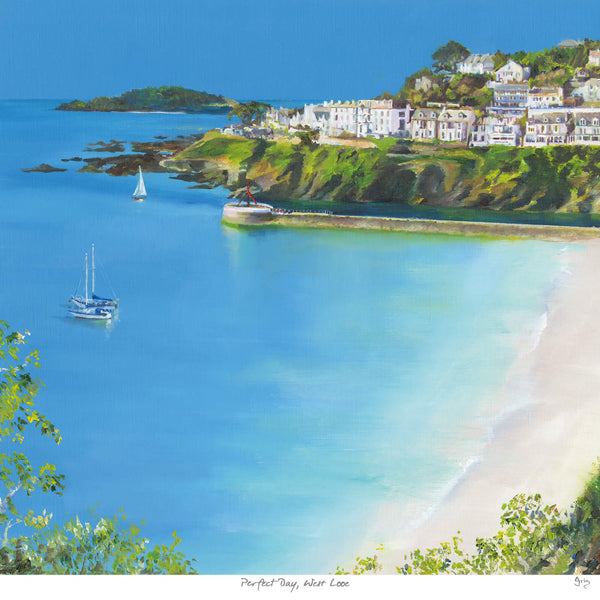 Print-IC122P - Perfect Day, West Looe Art Print-Whistlefish