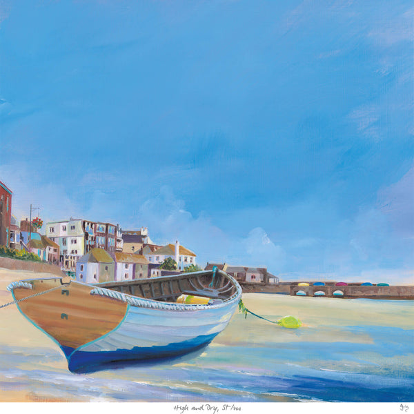 Print-IC161P - High and Dry St Ives Art Print-Whistlefish