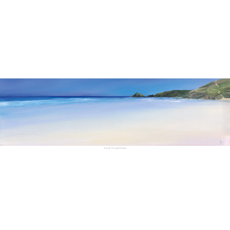 Print-IC189P - Serenity Perranporth Beach Art Print-Whistlefish