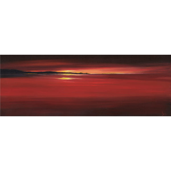 Print-IC217P - Red Dawn Perranuthnoe Art Print-Whistlefish