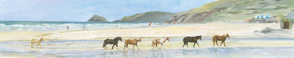 Print-IC74P - Perranporth Horses Print-Whistlefish