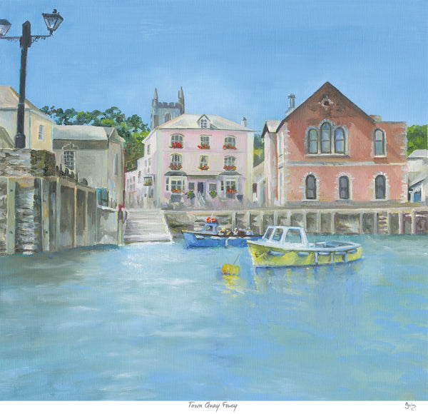 Print-IC92P - Town Quay, Fowey Art Print-Whistlefish