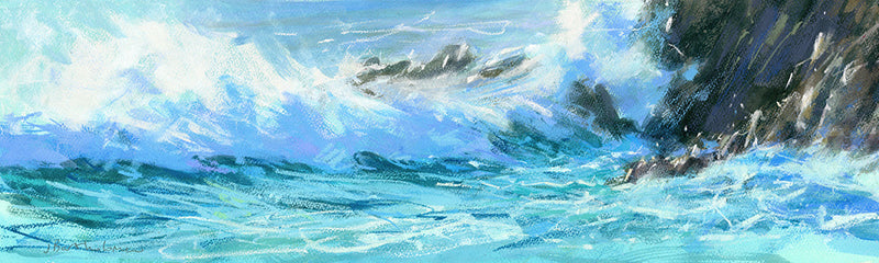 Print - JBPA-HWC-112P - Heavy Waves In The Cove Art Print - Heavy Waves In The Cove Art Print - Whistlefish