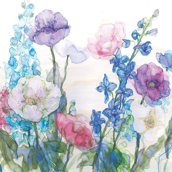 Print-JT16P - Pale Poppies & Delphiniums Print-Whistlefish