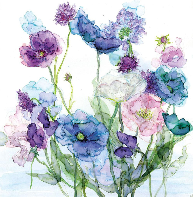 Print-JT21P - Blue Poppies, Scabius and Sweet Pea Print-Whistlefish