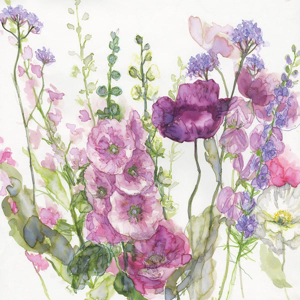 Print-JT28P - Hollyhocks and Poppies Art Print-Whistlefish