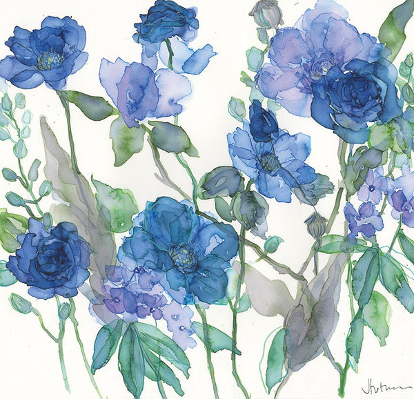 Print-JT33P - Mixed Blue Roses and Phlox Art Print-Whistlefish